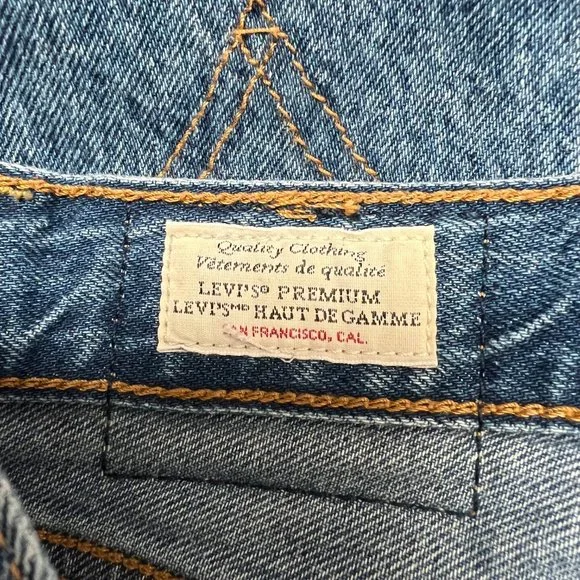 Levi's Pleated Ribcage Denim Shorts Ultra High Rise Waisted Preppy Now And Then - Picture 8 of 15